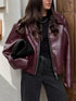 Burgunderrote Damen Motorradjacke | Retro Biker Style mit Reißverschluss